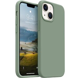 aotesier compatible with iphone 13 mini phone case,[military shockproof protection] liquid silicone case with [soft anti-scratch microfiber lining] camera & screen protection, 5.4 inch, calke green