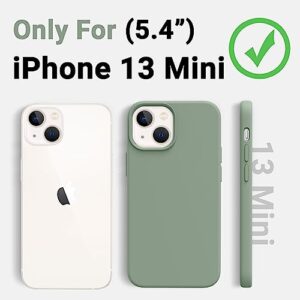 AOTESIER Compatible with iPhone 13 Mini Phone Case,[Military Shockproof Protection] Liquid Silicone Case with [Soft Anti-Scratch Microfiber Lining] Camera & Screen Protection, 5.4 inch, Calke Green