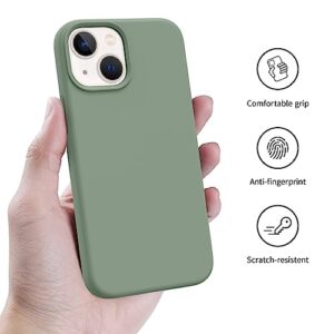 AOTESIER Compatible with iPhone 13 Mini Phone Case,[Military Shockproof Protection] Liquid Silicone Case with [Soft Anti-Scratch Microfiber Lining] Camera & Screen Protection, 5.4 inch, Calke Green