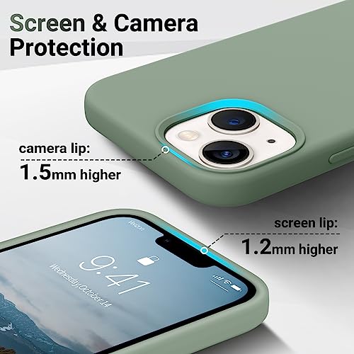 AOTESIER Compatible with iPhone 13 Mini Phone Case,[Military Shockproof Protection] Liquid Silicone Case with [Soft Anti-Scratch Microfiber Lining] Camera & Screen Protection, 5.4 inch, Calke Green