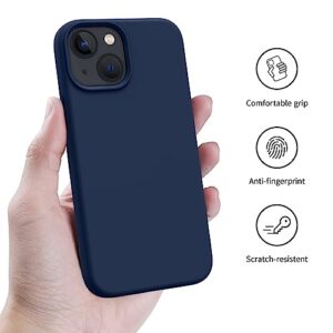 AOTESIER Shockproof Designed for iPhone 13 Mini Case, Liquid Silicone Phone Case with [Soft Anti-Scratch Microfiber Lining] Full Body Drop Protection 5.4 inch Slim Thin Cover, Navy Blue