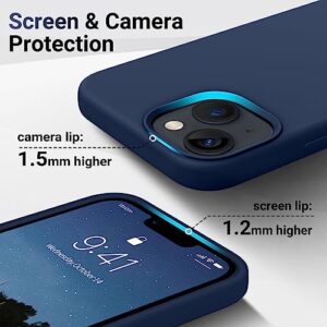 AOTESIER Shockproof Designed for iPhone 13 Mini Case, Liquid Silicone Phone Case with [Soft Anti-Scratch Microfiber Lining] Full Body Drop Protection 5.4 inch Slim Thin Cover, Navy Blue