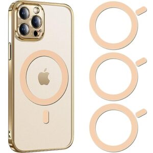 cojoc 3pcs for magsafe ring sticker,universal magnetic conversion adapter compatible with wireless charging accessories for iphone 14/13/12 pro max mini, galaxy series and phone case,gold