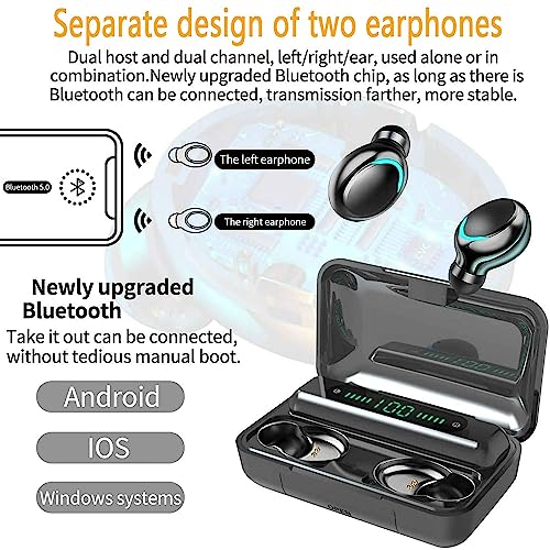 Wewdigi Bluetooth Earphones Noise-canceling Headphones Sports Headphones Lightweight Headphones Waterproof Stereo Earphones with Built-in Microphone Earphones