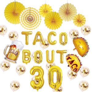 taco bout 30 balloons, 16inch gold mylar aluminum balloons sign for fiesta mexican 30th birthday party decoration supplies