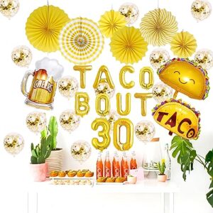 Taco Bout 30 Balloons, 16inch Gold Mylar Aluminum Balloons Sign For Fiesta Mexican 30th Birthday Party Decoration Supplies