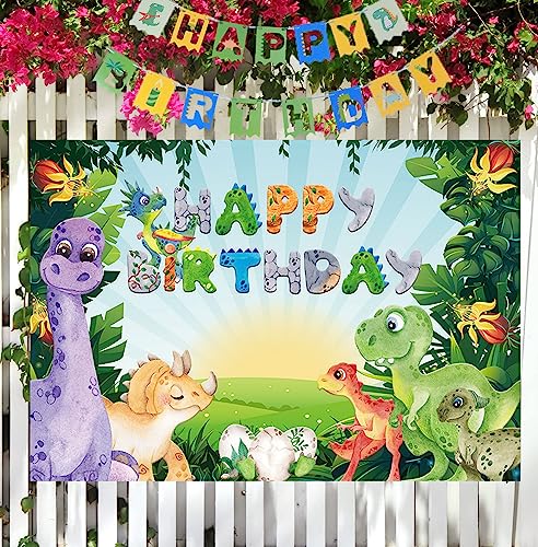 Dinosaur Party Backdrop Watercolor Jungle Dinosaur Birthday Decorations for Kid Dinosaur Theme Backdrop Dinosaur Birthday Banner Large Party Banner Photography Supplies Backdrop 7x5ft