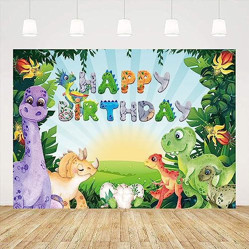 Dinosaur Party Backdrop Watercolor Jungle Dinosaur Birthday Decorations for Kid Dinosaur Theme Backdrop Dinosaur Birthday Banner Large Party Banner Photography Supplies Backdrop 7x5ft