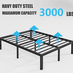 Cleaniago California King Metal Platform Bed Frames No Box Spring Needed,Heavy Duty Steel Slats Platform with 3000lbs Support, Noise Free, Anti-Slip, Easy Assembly, Black