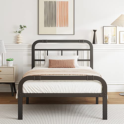 Cleaniago Twin XL Metal Bed Frame with Headboard and Footboard 14 Inch High, Heavy Duty Metal Platform Bed Steel Slats with 3000lbs Support, No Box Spring Needed, Noise Free, Black