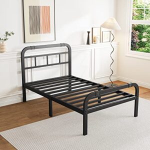 Cleaniago Twin XL Metal Bed Frame with Headboard and Footboard 14 Inch High, Heavy Duty Metal Platform Bed Steel Slats with 3000lbs Support, No Box Spring Needed, Noise Free, Black