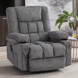 bosmiller massage swivel rocker recliner chair with vibration massage and heat ergonomic lounge chair for living room with rocking function and side pocket, 2 cup holders, usb charge port