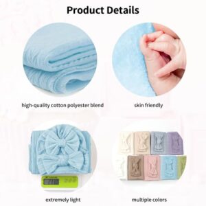 Baby Blankets,5PCS Security Blanket for Babies - Swaddle Adjustable Wearable Blanket, 5pcs Newborn Accessories Set with Hello World Wooden Birth Announcement Card, Baby Blankets for Boys&Girls (Blue)