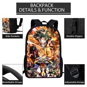 mfiwena Japanese Anime Backpack Set for Boy Girl, Polyester Bookbag set with Lunch Bag Multifunction 3-in-1 Bag for Teen