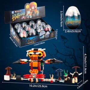 Hxezoc 12 in 1 Halloween Mini Building Blocks for Kids, Surprise Splice Eggs with Toys Zombie, Skeleton, Witch, Bat Building Blocks for Kids Halloween Birthday Party Favors Party Games Supplies