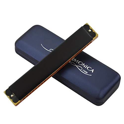 WAAZVXS Tremolo Harmonica 24 Holes Mouth Organ ABS Comb Brass Reeds Harp Musical Instruments Key C Professional (Color : Key of C)