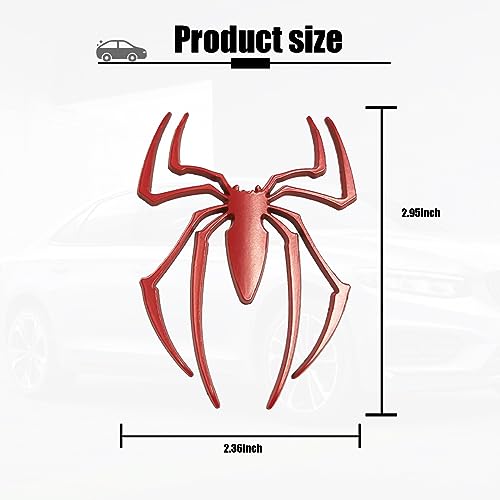 Fogfar 2 PCS Car Stere Sticker, 2.6In x 2.9In Metal Spider Car Sticker, Anti-Scratch Personalized Decoration Applique, Universal for Most Cars, Walls, Mirror Decoration (Red)