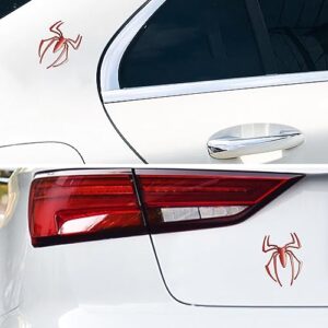 Fogfar 2 PCS Car Stere Sticker, 2.6In x 2.9In Metal Spider Car Sticker, Anti-Scratch Personalized Decoration Applique, Universal for Most Cars, Walls, Mirror Decoration (Red)