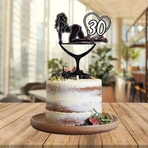 Glitter Crazy Girl 30 Cake Topper Let’s Glow Crazy Party Theme Decoration Supplies Women Girls Happy Birthday 30th Anniversary Party Decor Supplies