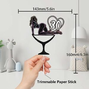 Glitter Crazy Girl 30 Cake Topper Let’s Glow Crazy Party Theme Decoration Supplies Women Girls Happy Birthday 30th Anniversary Party Decor Supplies