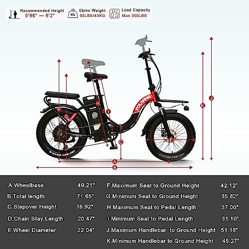 POLARNA Electric Bike for Adults 20" ebike 750W Motor Samsung 48V 30Ah Removable Battery Fat Tire Electric Bike Mountain Beach Snow Bike 30MPH…