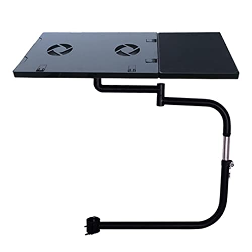 TdiriNar Multi Function Chair Arm Clamping Stand,Keyboard Laptop Holder with USB Fan,360° Rotation Tablet Mouse Pad Stand,Adjustable Reclining Working Mount Tray System with Stainless Steel Frame