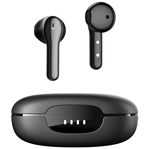 Tribit Wireless Headphones, Wireless Bluetooth Earbuds, Noise Canceling with 4 Microphone 32H Playtime, Waterproof Earphones for Music Calls School Work, Flybuds C2 Black