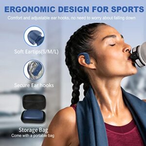 BEBEN Wireless Earbuds, 35H Playtime Bluetooth Headphones with Mics and Charging Case for iPhone Android, Waterproof Running Headphones for Gym Workout, Hi-Fi Sound Over Ear Buds with Earhooks-Blue
