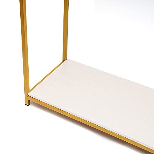 LGODDYS Gold Metal Clothing Rack with 3 Wood Shelf Heavy Duty Freestanding Garment Rack Wedding Dress Retail Studio Display Stand Shoes Bags Clothes Organizer Storage Shelves