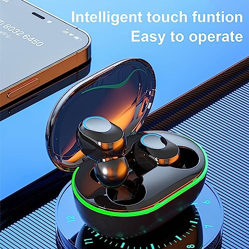 Qiopertar Wireless Earbuds Bluetooth 5.3 in Ear Light-Weight Headphones Built-in Microphone IPX4 Waterproof Immersive Premium Sound Headset with Charging Case Black