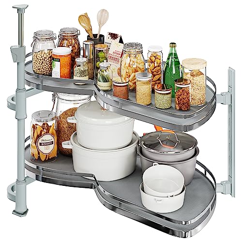 YITAHOME Swing Right Blind Corner Kitchen Cabinet Pull Out Organizer for 36", 2 Tier Swing Tray, Soft Close Blind Organizer for Left Handed Open Blind Kitchen Cabinet