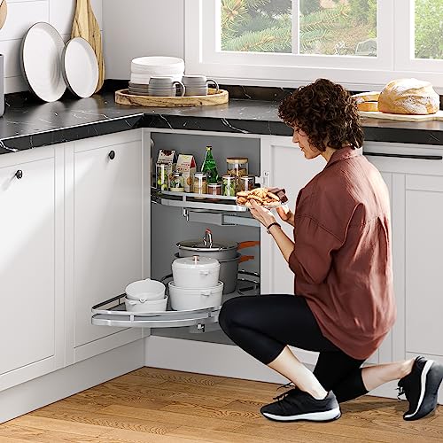 YITAHOME Swing Right Blind Corner Kitchen Cabinet Pull Out Organizer for 36", 2 Tier Swing Tray, Soft Close Blind Organizer for Left Handed Open Blind Kitchen Cabinet