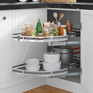 YITAHOME Swing Right Blind Corner Kitchen Cabinet Pull Out Organizer for 36", 2 Tier Swing Tray, Soft Close Blind Organizer for Left Handed Open Blind Kitchen Cabinet