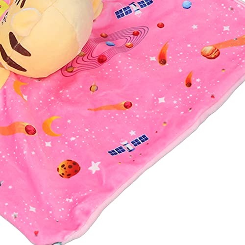 SHYEKYO Tiger Security Blanket, Stuffed Animal Security Blanket Cartoon for Home Travel for(Pink)