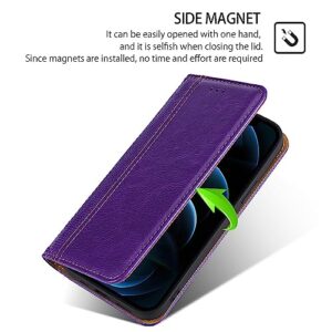 Arseaiy Case for Oppo Reno 6 Pro 5G（MediaTek） Flip Phone Case Shockproof PU Leather Wallet Case Cover with Card Holder Kickstand Shell Purple