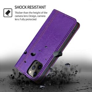 Arseaiy Case for Oppo Reno 6 Pro 5G（MediaTek） Flip Phone Case Shockproof PU Leather Wallet Case Cover with Card Holder Kickstand Shell Purple