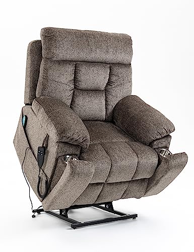 Cobplns 26 in Extra Wide Recliner&Overstuffed Chair, 400lb Weight Capacity 180° Adjustment Comfort Large Recliner & Lift Chair with Water Cup Holder, Full Body Massage, Lumbar Heating(Grey)