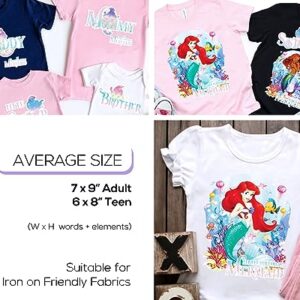 Mermaid Birthday Iron on Transfer for Family Members Shirts - Print Matching Tees Shirt Silhouette Heat Decal Vinyl Patches Applique for Birthday Party Decoration Supplies Matching Girl HTV