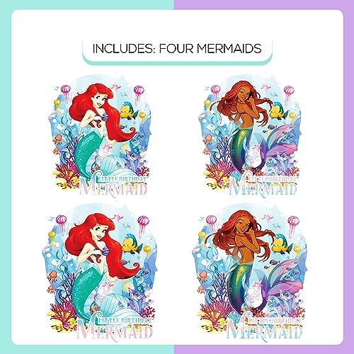 Mermaid Birthday Iron on Transfer for Family Members Shirts - Print Matching Tees Shirt Silhouette Heat Decal Vinyl Patches Applique for Birthday Party Decoration Supplies Matching Girl HTV