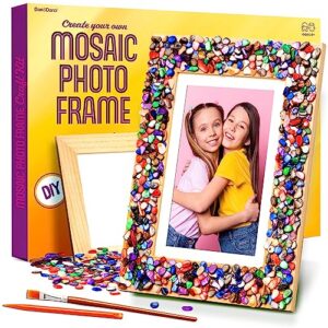 diy mosaic picture frame kit for kids - arts and craft kits for girls & boys - crafts for 6-14 year old - photo birthday gifts for ages 6, 7, 8, 9, 10, 11, 12, gift for teens, tweens, 6-8, 8-12, 10-12