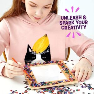 DIY Mosaic Picture Frame Kit for Kids - Arts and Craft Kits for Girls & Boys - Crafts for 6-14 Year Old - Photo Birthday Gifts for Ages 6, 7, 8, 9, 10, 11, 12, Gift for Teens, Tweens, 6-8, 8-12, 10-12