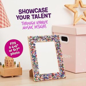 DIY Mosaic Picture Frame Kit for Kids - Arts and Craft Kits for Girls & Boys - Crafts for 6-14 Year Old - Photo Birthday Gifts for Ages 6, 7, 8, 9, 10, 11, 12, Gift for Teens, Tweens, 6-8, 8-12, 10-12