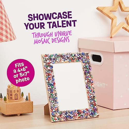 DIY Mosaic Picture Frame Kit for Kids - Arts and Craft Kits for Girls & Boys - Crafts for 6-14 Year Old - Photo Birthday Gifts for Ages 6, 7, 8, 9, 10, 11, 12, Gift for Teens, Tweens, 6-8, 8-12, 10-12