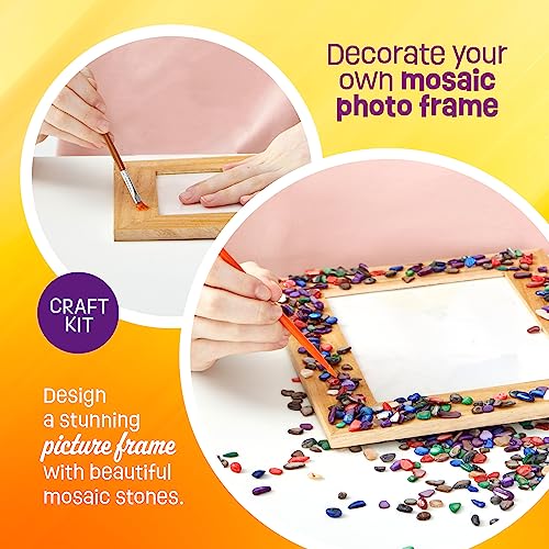 DIY Mosaic Picture Frame Kit for Kids - Arts and Craft Kits for Girls & Boys - Crafts for 6-14 Year Old - Photo Birthday Gifts for Ages 6, 7, 8, 9, 10, 11, 12, Gift for Teens, Tweens, 6-8, 8-12, 10-12