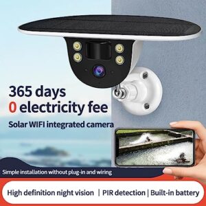 ciciglow Solar Security Camera, Waterproof Outdoor Camera, 2MP 1080P Home Security System, PIR Human Sensing, Camera Lens Flexibly Rotated Up, 2 Way Intercom