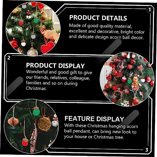 NOLITOY 24pcs Felt Christmas Material Felt Balls Bulk Wool Acorn Ornaments Acorn Accessories Decorate Christmas Acorn Balls Pendant Christmas Tree Manual Christmas Tree Hanging Decor