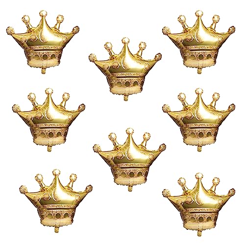 8Pcs Gold Crown Foil Balloons Party Decorations.Wedding Bridal Shower Marriage Engagement Party Supplies