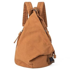 ecosmile small backpack purse canvas backpack for women casual daypack lightweight vintage rucksack, brown