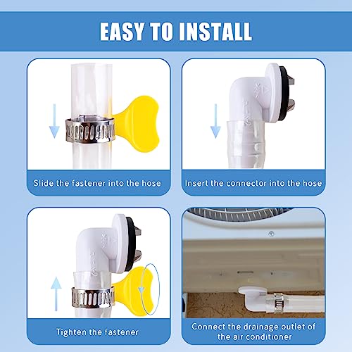 Ucandy 10ft Universal Air Conditioner Drain Hose,AC Drain Hose Elbow Fitting(3/5 inch),Window Air Conditioner Drain Kit for Window AC and Mini Split Units (White-1 Pack)