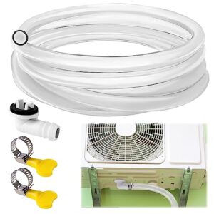 ucandy 10ft universal air conditioner drain hose,ac drain hose elbow fitting(3/5 inch),window air conditioner drain kit for window ac and mini split units (white-1 pack)
